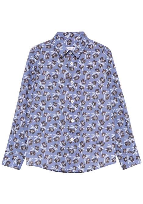 Camicia bambino blu in cotone<BR/>